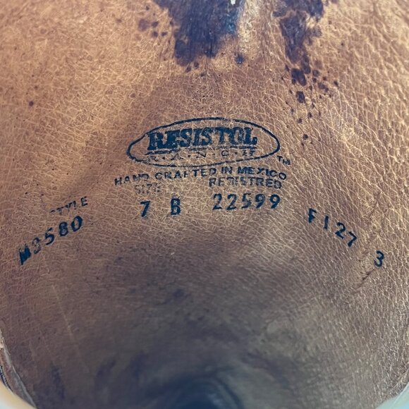 Resistol Ranch Red & Black Leather Tuff Hedeman Handcrafted Western Boots Sz 7B - Picture 7 of 10